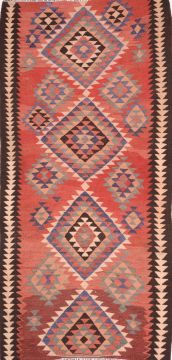Kilim Red Runner Flat Woven 4'11" X 10'2"  Area Rug 100-74702