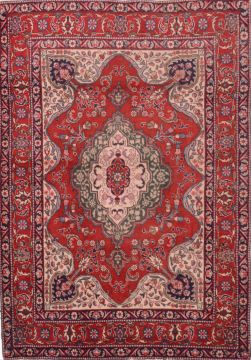 Persian Tabriz Red Rectangle 4x6 ft Wool Carpet 74771