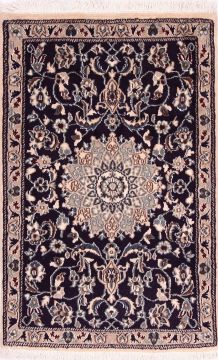 Persian Nain Blue Rectangle 3x4 ft Wool and Silk Carpet 74801