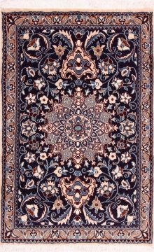 Persian Nain Blue Rectangle 3x4 ft Wool and Silk Carpet 74803