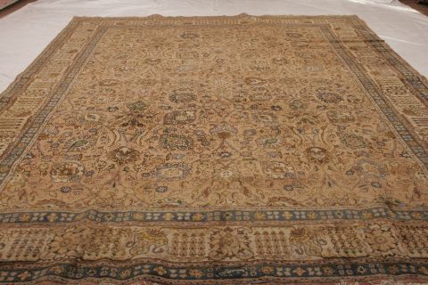 Tabriz Beige Hand Knotted 112 X 147 Area Rug 155-74834 Image 10