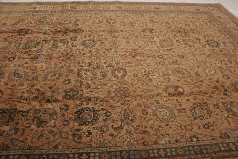 Tabriz Beige Hand Knotted 112 X 147 Area Rug 155-74834 Image 3