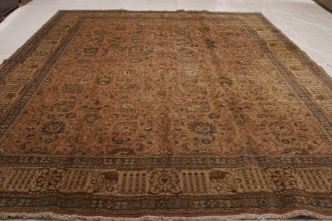 Tabriz Beige Hand Knotted 112 X 147 Area Rug 155-74834 Image 8