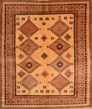 Romania Shiraz Brown Square 7 to 8 ft Wool Carpet 74854