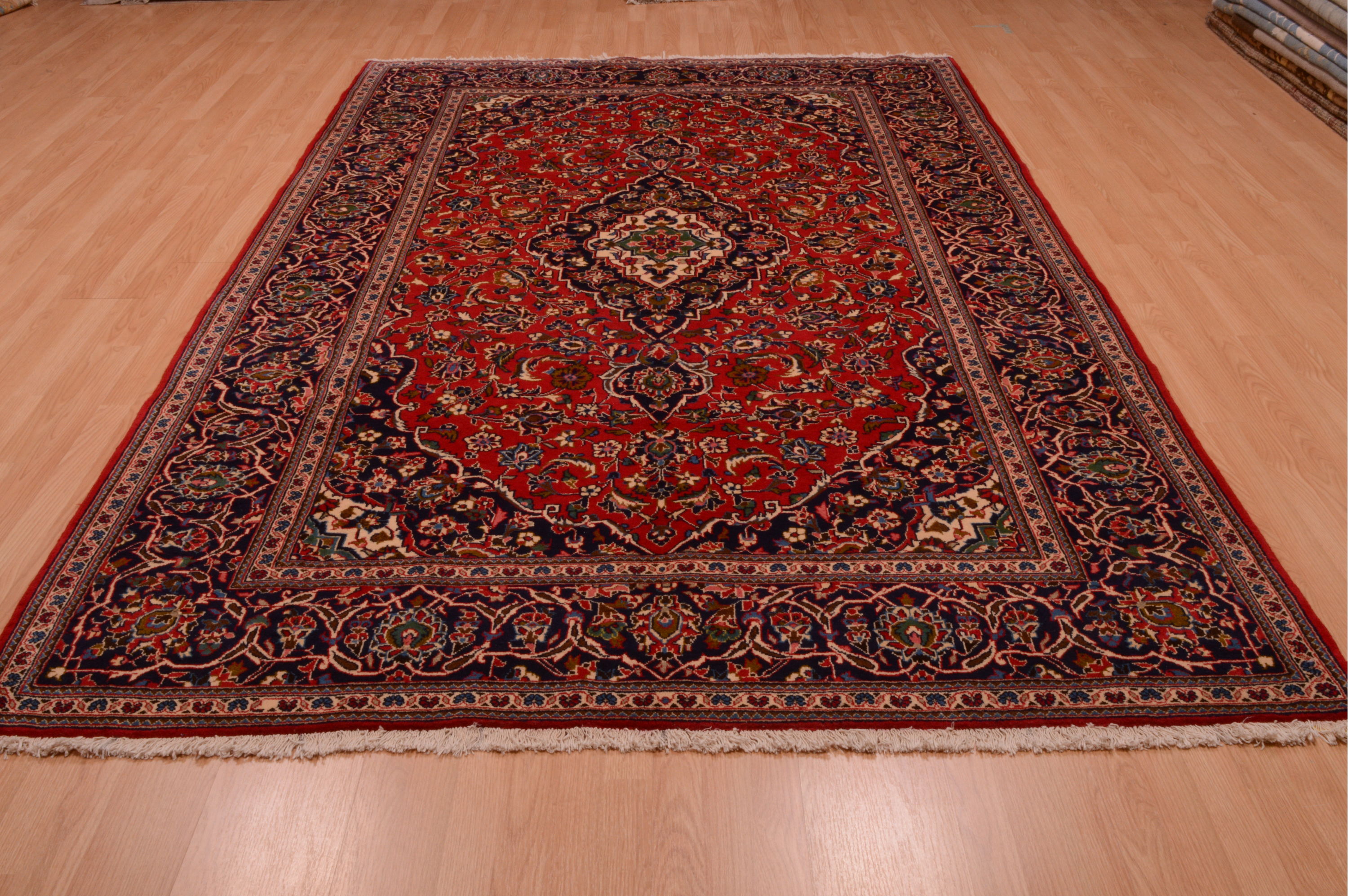 Carp ズレッドベンチ 約100×25×32cm Persian Kashan Red Rectangle 7x10 ft Wool Carpet 74866 | SKU 74866