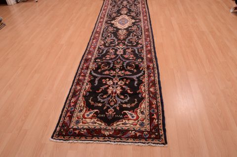 Hamedan Black Runner Hand Knotted 29 X 1310 Area Rug 100-74876 Image 9