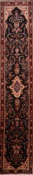 Hamedan Black Runner Hand Knotted 2'9" X 13'10"  Area Rug 100-74876