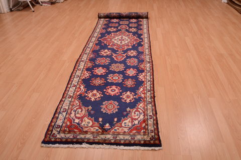 Hamedan Blue Runner Hand Knotted 29 X 119 Area Rug 100-74886 Image 3