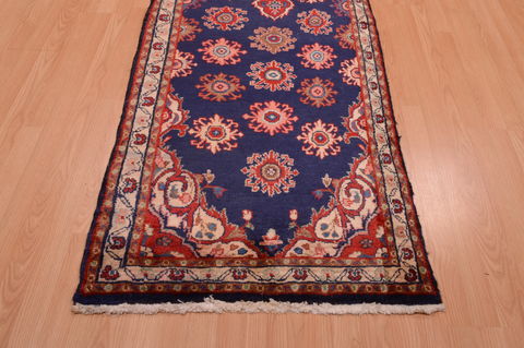Hamedan Blue Runner Hand Knotted 29 X 119 Area Rug 100-74886 Image 4