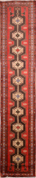 Hamedan Red Runner Hand Knotted 27 X 129 Area Rug 100-74888 Image 0