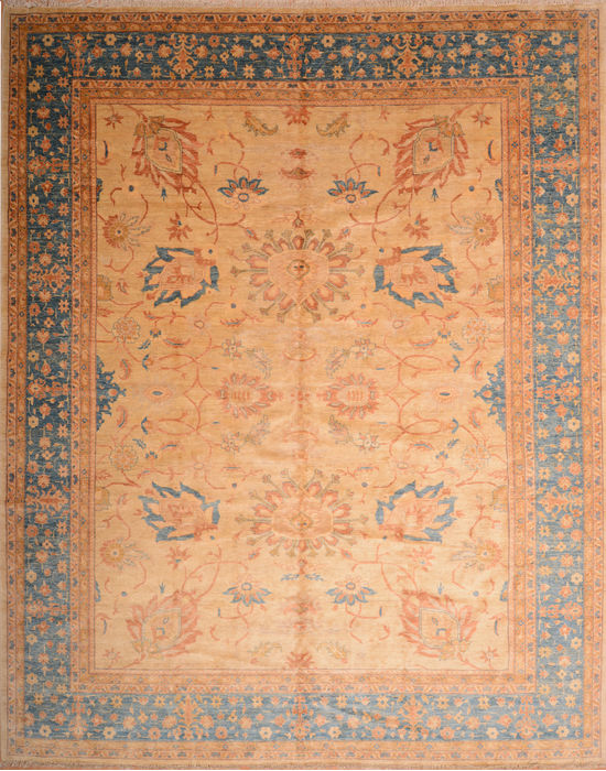 Chobi Blue Hand Knotted 116 X 145  Area Rug 100-74913 Image 0