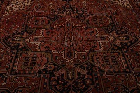 Heriz Red Hand Knotted 99 X 126 Area Rug 155-74949 Image 4