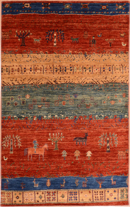 Gabbeh Multicolor Hand Knotted 311 X 63 Area Rug 100-75233 Image 0