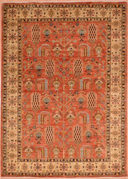 Chobi Orange Hand Knotted 4'2" X 5'10"  Area Rug 100-75253