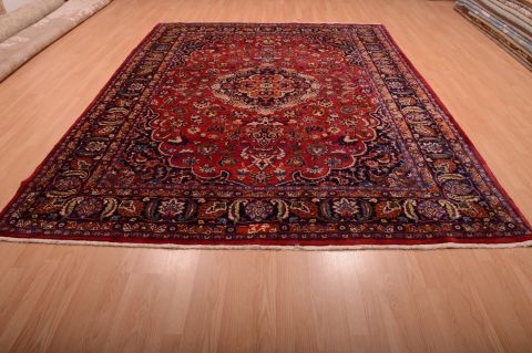 Mashad Red Hand Knotted 82 X 110 Area Rug 100-75321 Image 1