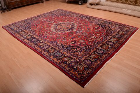 Mashad Red Hand Knotted 82 X 110 Area Rug 100-75321 Image 6