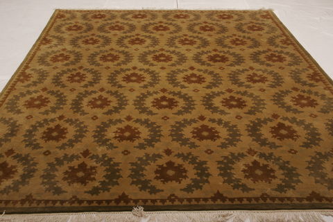 Nepal Yellow Hand Woven 83 X 101 Area Rug 155-75334 Image 1