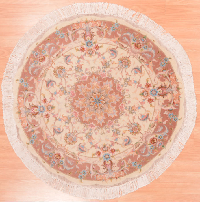 Tabriz Beige Round Hand Knotted 33 X 33  Area Rug 100-75363 Image 0