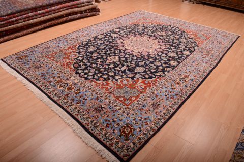 Sarouk Blue Hand Knotted 82 X 120 Area Rug 100-75381 Image 7