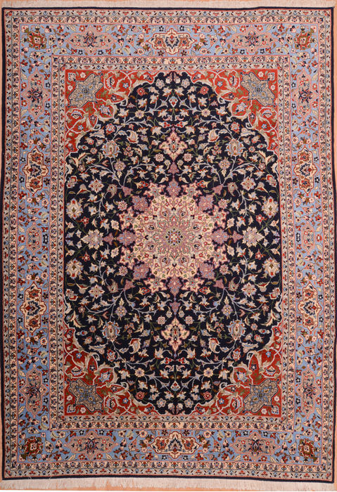 Sarouk Blue Hand Knotted 82 X 120 Area Rug 100-75381 Image 0