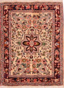 Sarouk Red Square Hand Knotted 1'10" X 2'4"  Area Rug 100-75387