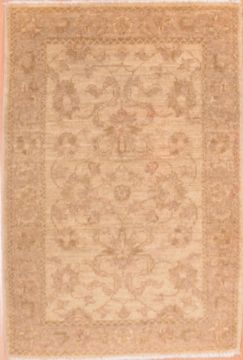 Pakistani Chobi Beige Square 4 ft and Smaller Wool Carpet 75421