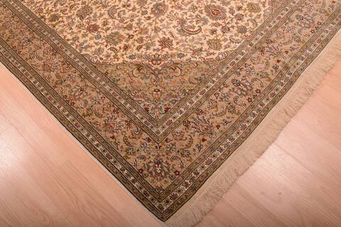 Kashmir Beige Hand Knotted 50 X 70  Area Rug 100-75449 Image 1