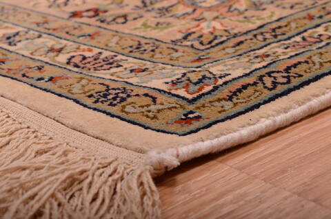 Kashmir Beige Hand Knotted 50 X 70  Area Rug 100-75449 Image 3