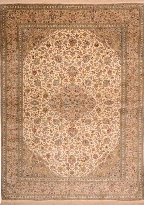 Kashmir Beige Hand Knotted 50 X 70  Area Rug 100-75449 Image 0