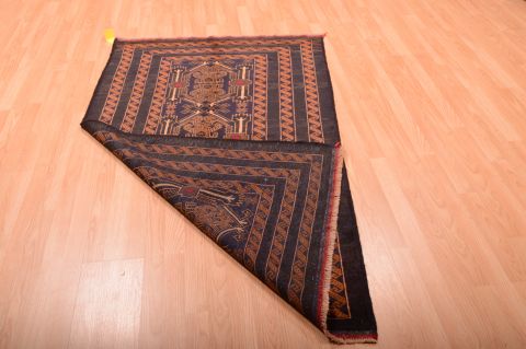 Baluch Blue Runner Hand Knotted 36 X 67 Area Rug 100-75458 Image 3