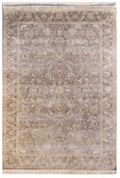 Indian Jaipur Grey Rectangle 9x12 ft silk Carpet 75482