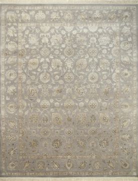 Indian Jaipur Grey Rectangle 13x20 ft and Larger wool and silk Carpet 75510