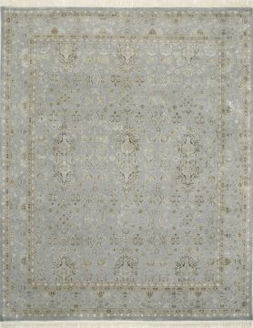 Indian Jaipur Blue Rectangle 3x5 ft wool and silk Carpet 75549
