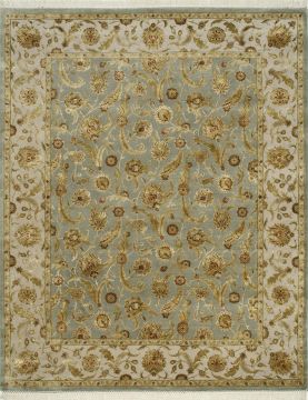 Indian Jaipur Blue Rectangle 4x6 ft wool and silk Carpet 75553