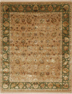 Indian Jaipur Brown Rectangle 4x6 ft wool and silk Carpet 75631