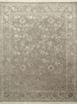 Indian Jaipur Grey Rectangle 8x10 ft wool and silk Carpet 75676