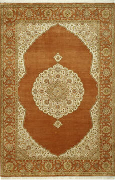 Haji Jalili Orange Hand Knotted 6'0" X 9'0"  Area Rug 901-75720