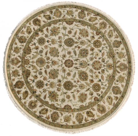 Jaipur White Round Hand Knotted 100 X 100  Area Rug 901-75727 Image 0