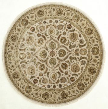 Jaipur White Round Hand Knotted 10'0" X 10'0"  Area Rug 901-75729