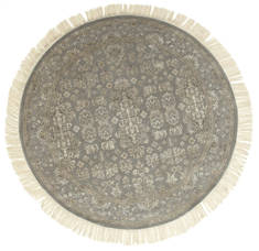 Indian Jaipur Grey Round 9 ft and Larger wool and silk Carpet 75734
