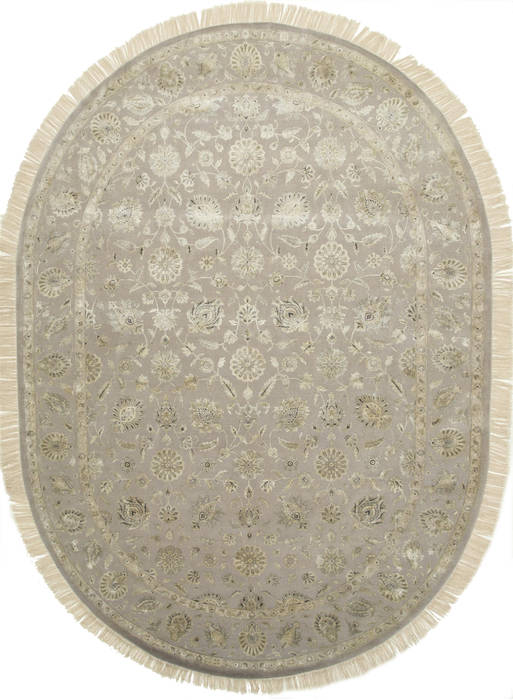 Jaipur Grey Oval Hand Knotted 100 X 140  Area Rug 901-75739 Image 0