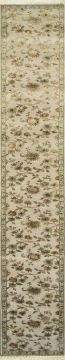 Indian Jaipur White Runner 26 ft and Larger wool and silk Carpet 75744