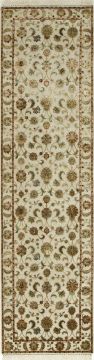 Indian Jaipur White Runner 6 ft and Smaller wool and silk Carpet 75761