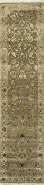 Indian Jaipur Green Runner 6 ft and Smaller wool and silk Carpet 75762