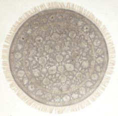 Indian Jaipur Grey Round 5 to 6 ft wool and silk Carpet 75772