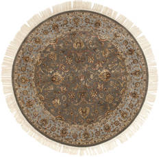 Indian Jaipur Green Round 5 to 6 ft wool and silk Carpet 75776