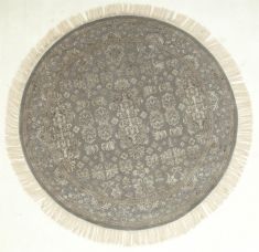 Indian Jaipur Grey Round 5 to 6 ft wool and silk Carpet 75778
