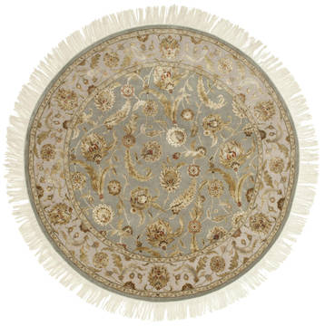 Indian Jaipur Grey Round 5 to 6 ft wool and silk Carpet 75781