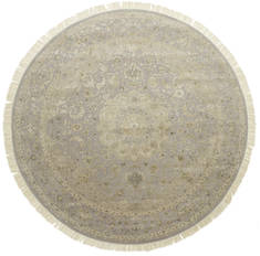 Indian Jaipur Grey Round 5 to 6 ft wool and silk Carpet 75782