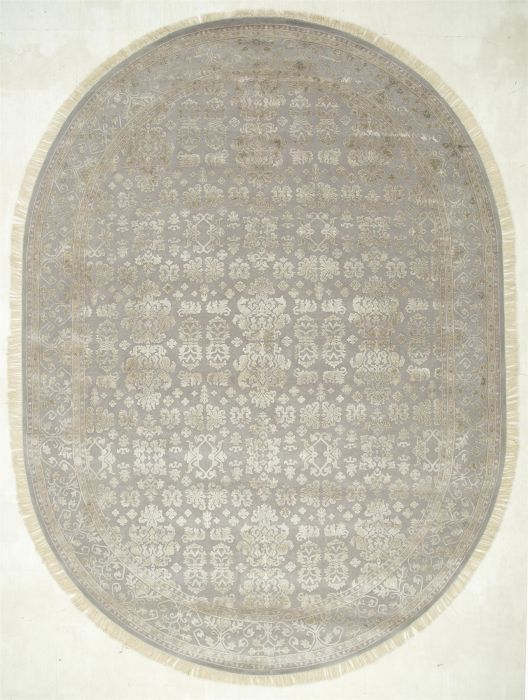 Jaipur Grey Oval Hand Knotted 83 X 116  Area Rug 901-75785 Image 0